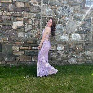 Purple sequin Windsor prom dress